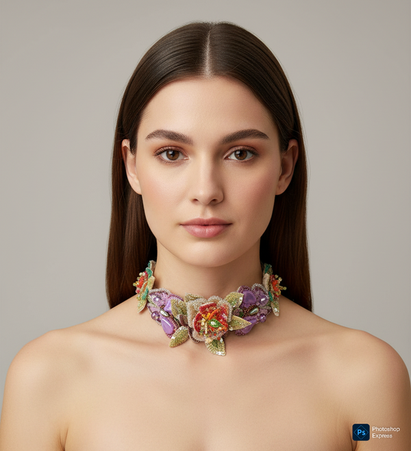 Handcrafted Tropical Bloom Beaded Necklace– Coral & Sunshine