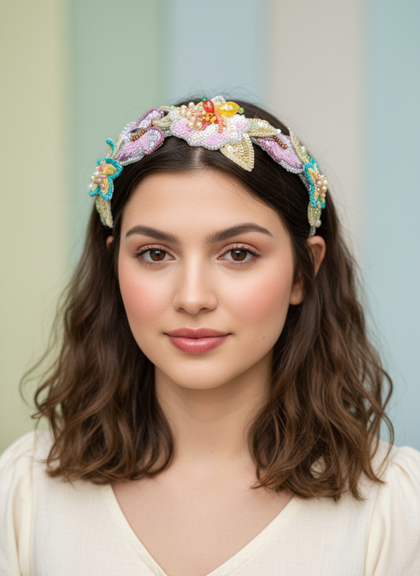 Handcrafted Tropical Bloom Beaded Set