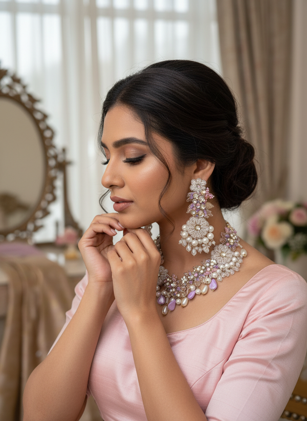 Lilac Necklace + Earrings (Set)