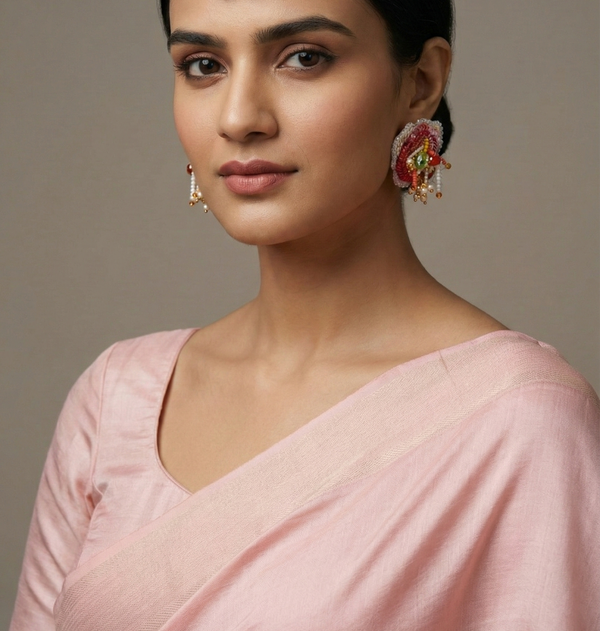 Handcrafted Tropical Bloom Beaded Earrings – Coral & Sunshine